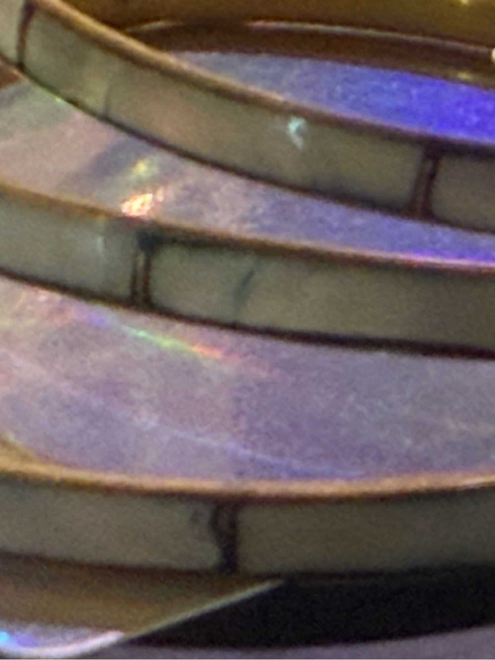 Set Of 3 Vintage Mother of Pearl Inlay Skinny Brass Bangles